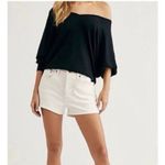 Free People  Santa Clara Thermal Top Oversized Sz M Black We the Free Boho Waffle Photo 1