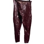 Spanx Medium Faux Leather Leggings Maroon High-Waisted Pants Photo 3