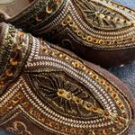 Vintage Brown Sequin Clogs Gold Size 7 Photo 4