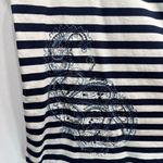 Ralph Lauren Lauren  Navy Blue & White Striped Tee Beaded & Sequined Paisleys L Photo 3