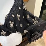 Free People  Love Somebody Black & Tan Embroidered Top w/Lace Trim  (XS) Photo 3