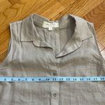 Cloth & Stone Sz L SPLIT BACK SLEEVELESS BUTTON DOWN LINEN SHIRT TUNIC KHAKI Photo 5