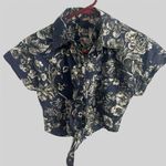 Adam Lippes  front tie button down floral cropped top USA size XS mother of pearl Photo 0