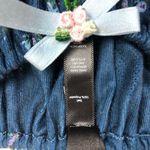 For Love & Lemons Lola Pointelle Crop Top XL Blue Floral Puff Sleeve Cottagecore Photo 6