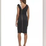 Calvin Klein NWT Calvin Klein Black White Asymmetrical Scuba Stretch Sheath Dress Size 10 Photo 3