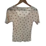 Old Navy  Floral Ribbed‎ Knit Top Scoop Neck Short Sleeve Tee Shirt L Photo 3