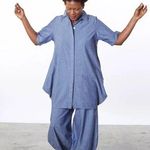 Bryn Walker Oia Blue Chambray Corrado Button Up Denim Shirt XL Lagenlook cotton Photo 0