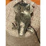 Antique Gold Necklace Owl Pendant Enamel Rhinestones Boho Gypsy Hippie Photo 3