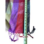 Multicolor Peace Sign Pashmina & Silk Scarf Neck Warmer Pink Purple Yellow Photo 5