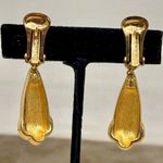 Christian Dior Gold Plated Black Enamel Crystal Clip On Earrings Vintage Signed Photo 3