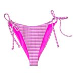 l*space L* Lennox Bikini Bottom Electric Pink Pique Stripe Large NWT Photo 2