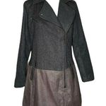 Yoki Womens  New York Faux Brown Gray Herringbone Wool Blend Coat Zip Front M Photo 0
