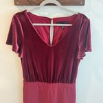 White House | Black Market Burgundy Velvet Bodice Flutter Sleeve Jumpsuit Size 10 Photo 2