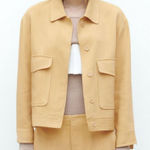 ZARA Beige Button Front Long Sleeve Linen Blend Utility Jacket Size XS Photo 0