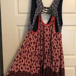 Lulus Navy Blue and red Floral Print Dress Photo 4