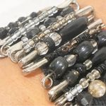 Vintage Black Safety Pink Beaded Stretch Bracelet Goth Photo 1