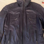 Navy Blue Leather Jacket Large Lulu Bravo Photo 2