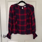 Kensie Kenzie Jeans Long Sleeve Ruffle Plaid Blouse - M Photo 2
