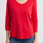 Nordstrom Rack  Women's Red Ashby Isles Scoop Neck Cotton T-Shirt Size Large Photo 0