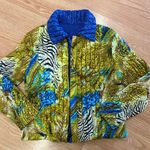 Reversible Vibrant Blue and Yellow Women's Magic Scarf Lightweight Jacket Sz S Photo 0