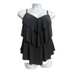 Aqua Green  Black Tankini Top Plus Size 1X Adjustable Straps Swimwear  Ruffle Photo 2