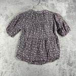 Gap  Blouse Women Puff Sleeve Floral Print Popover Top Gray Neutral Casual Size S Photo 2