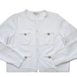 J.Crew NWT Odette Sweater Lady Jacket in White Cotton-blend Boucle Cardigan XL Photo 0