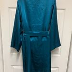 Icollection Teal Short Satin Robe Blue Size L Photo 6
