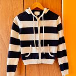 Pink Rose  Knit Navy and White Striped Hoodie M Photo 1
