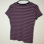 CHAPS  Classics Striped‎ Lace-Up T-Shirt Short Sleeve Casual Top Small Photo 3