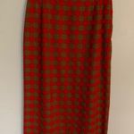 Vintage | Virgin Wool Cadillac Original Red Green Checked Midi Skirt Small Photo 0