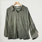 Soft Surroundings Green Tencel Cotton blend Roll Tab Sleeves Button Down Top XL Photo 1