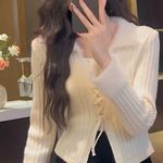 Korean fashion cozy winter beige cardigan sweater Size M Photo 0