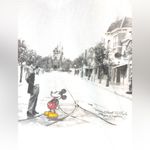 Disney  Parks S Mickey n Walt Main Street Sketch V-Neck White Short Sleeve T-Sh Photo 1