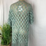 Rebellion  Sage Green Crochet Lace Open Front Sheer Top XS NEW Photo 1