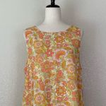 Ghanda Linen Blend Floral Summer Shift Dress, Sz Large Orange Photo 2