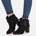 JustFab 6 Branlee Boot Black Vegan Suede Ankle Bootie Shootie Block Heel Buckles Photo 9