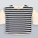 Moncler MINT🌟 Maglia Girocollo Round Neck Jumper Blouse Striped Blue Cream Large Photo 2
