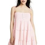 She Made Me Liv Crochet Tiered Mini Babydoll Dress in Petal Photo 3