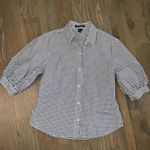 Ralph Lauren Lauren  Women's Black Gingham Puff 3/4 Sleeve Button Up Shirt Sz m Photo 1