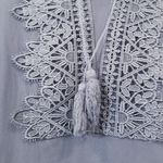 Line and Dot Black Crochet Tassels Deep V-neckline Sheer Blouse Long Sleeves Photo 4