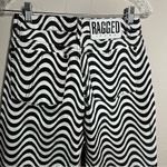 The Ragged Priest  Black and White Wave Psychedelic Groovy Raw Hem Wide Leg Jeans Photo 8