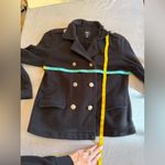 Gap  Y2K Black Fleece Pea Coat Cardigan Jacket Sz M Photo 5