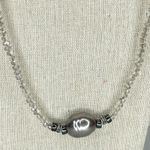 Chico's Silver Tone Metallic Beaded Station Rhinestone Long Necklace Photo 3