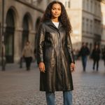 Bettina Rizzi Buenos Aires Brown Soft Long Leather Minimalist Jacket size S/M Photo 1