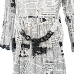 IC Collection by Connie K News Print Newspaper Chain Detail Button Front Dress L White Size L Photo 6