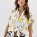 Abercrombie & Fitch Womens Floral Polka Dot Print Knot Front Shirt Size XS Photo 0