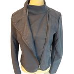 Andrew Marc Marc New York faux leather navy blue collared zip jacket NEW Size S Photo 5