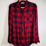 BeachLunchLounge Red and Blue Plaid Flannel-Like Button Up Top size small Beach Lunch Lounge collection Photo 0