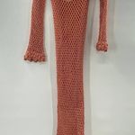 NEW AYNI IMAC Crochet Mesh Maxi Dress Side Slits Pima Cotton Medium Coral Knit Pink Photo 7